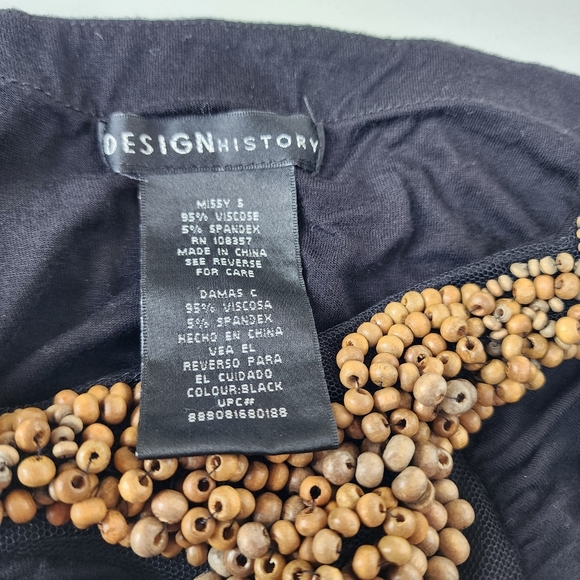 DESIGN HISTORY Womens Long BLACK Wooden BEADED  MAXI Dress Stretch Strapless S - Picture 11 of 11